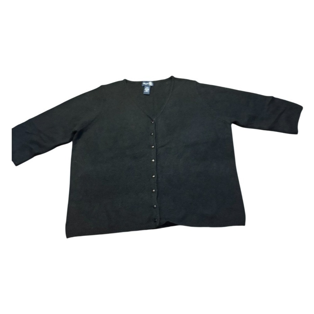 Angora Blend Black Button Front 3/4 Sleeve Cardigan Sweater Women sz‎ 18/20